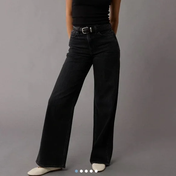 AE Dreamy Drape Stretch Curvy Super High-Waisted Baggy Wide-Leg Jean, SHORT - Picture 2 of 9